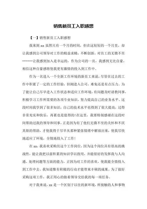 销售新员工入职感想 2