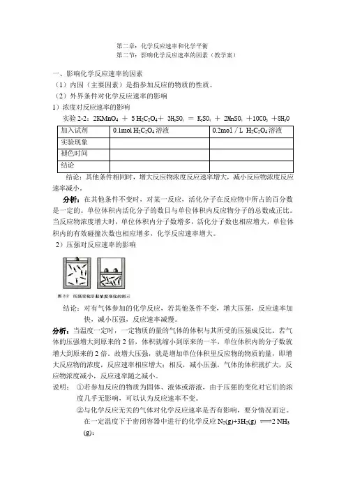 影响化学反应速率的因素
