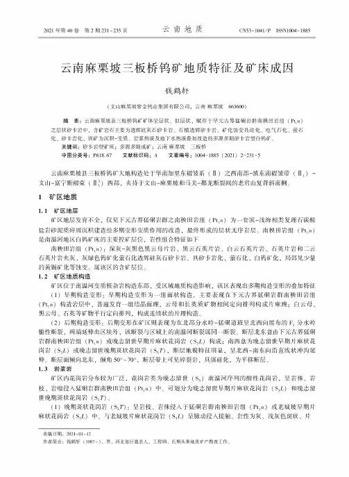 云南麻栗坡三板桥钨矿地质特征及矿床成因