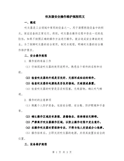 吹灰器安全操作维护规程范文