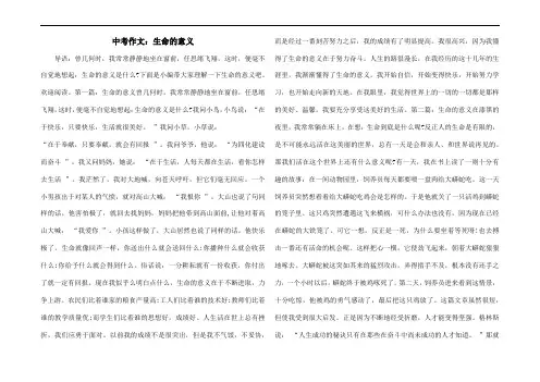 中考作文：生命的意义