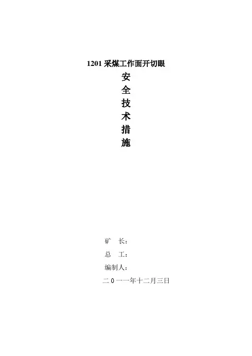 1201采煤工作面开切眼