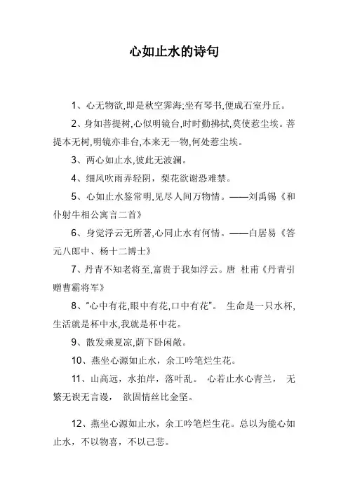 心如止水的诗句