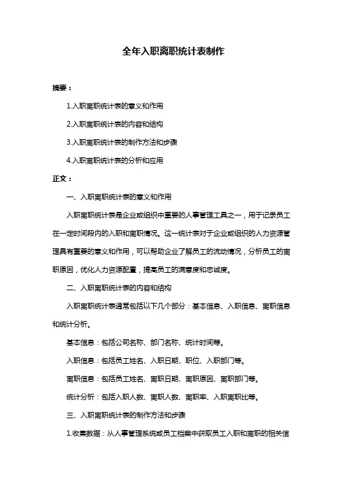 全年入职离职统计表制作