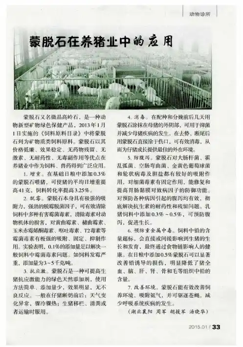 蒙脱石在养猪业中的应用