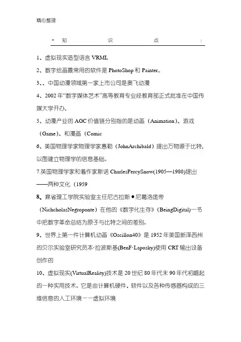 数字媒体艺术知识点