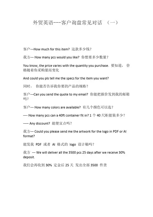 外贸英语---客户询盘常见对话 (一)