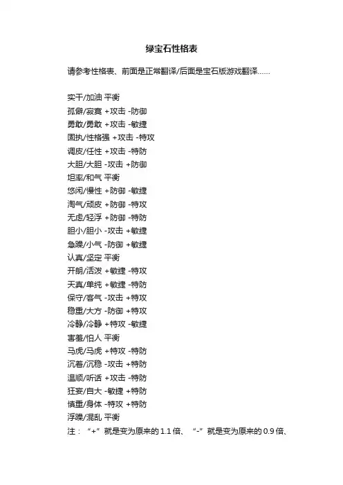绿宝石性格表