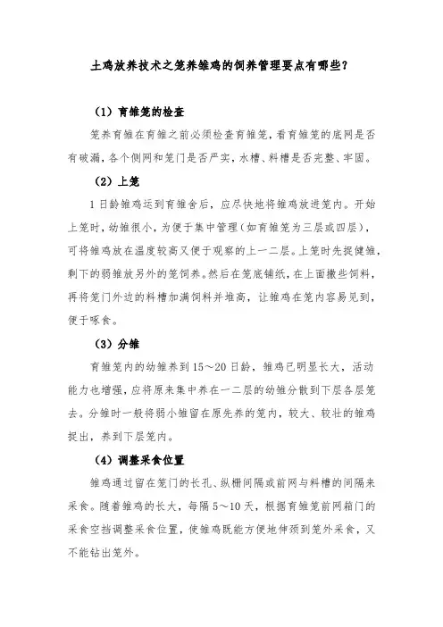 土鸡放养技术之笼养雏鸡的饲养管理要点有哪些？