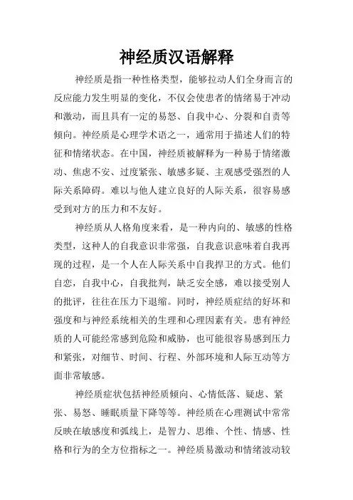 神经质汉语解释