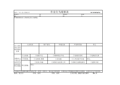 作业行为观察表