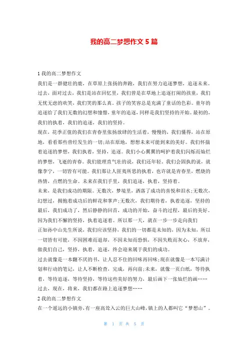 我的高二梦想作文5篇