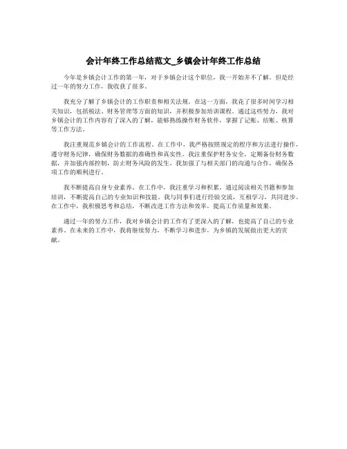 会计年终工作总结范文_乡镇会计年终工作总结