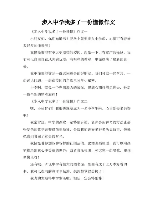 步入中学我多了一份憧憬作文