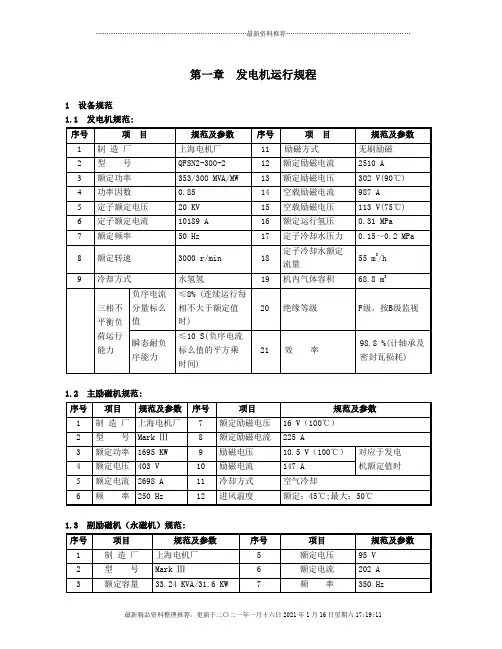 300MW机组电气运行规程
