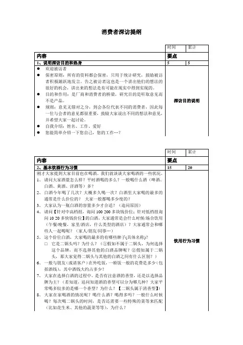 消费者座谈会访谈提纲