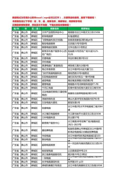 2020新版广东省佛山市禅城区电脑工商企业公司商家名录名单联系电话号码地址大全325家