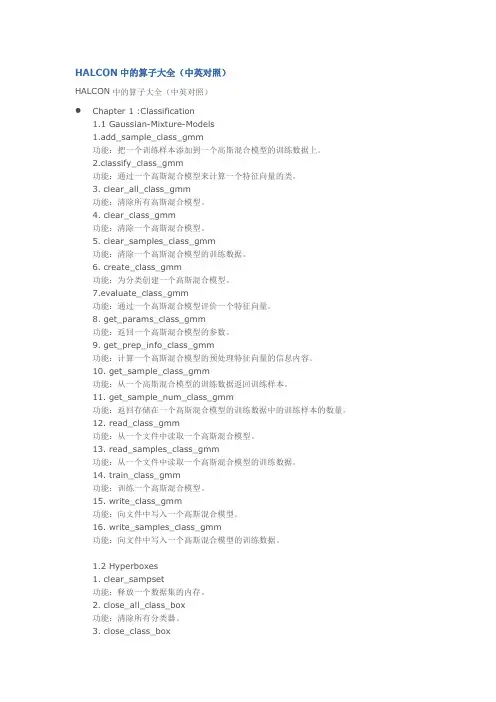 HALCON中的算子大全(中英对照)