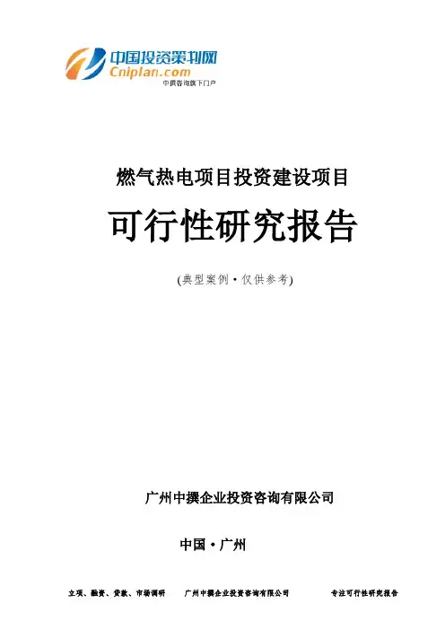 燃气热电项目投资建设项目可行性研究报告-广州中撰咨询