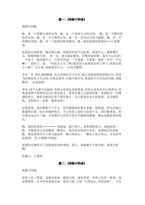 作文我眼中的他