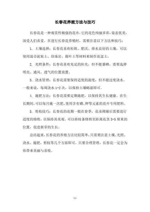 长春花养殖方法与技巧