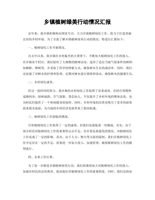 乡镇植树绿美行动情况汇报