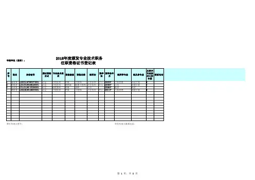 专业技术职称颁发证书登记表1