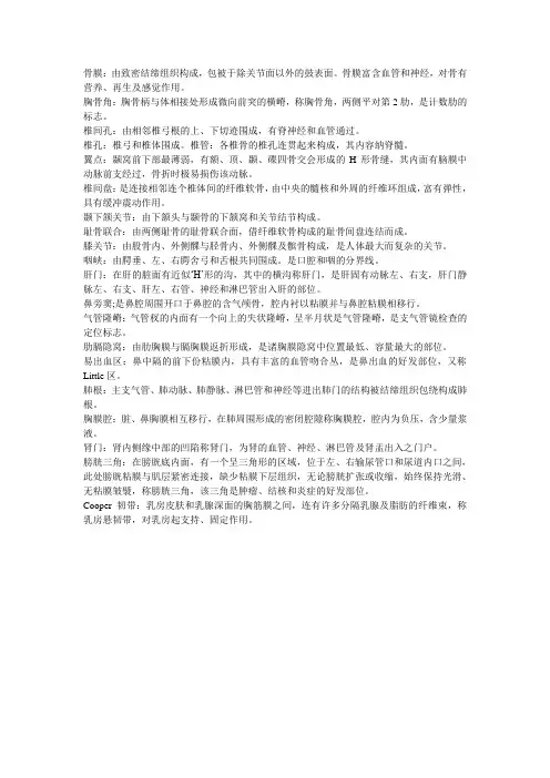 系统解剖学名词解释
