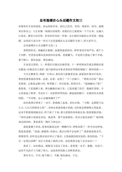 总有温暖在心头话题作文初三