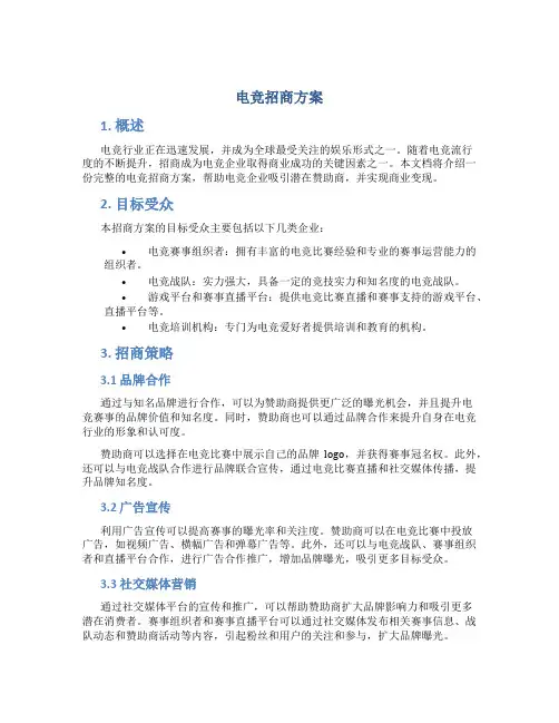 电竞招商方案