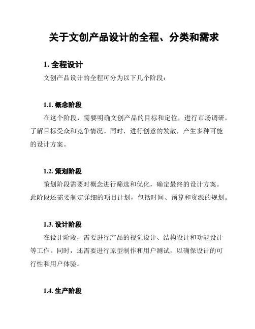 关于文创产品设计的全程、分类和需求