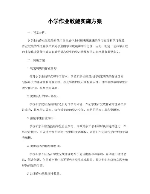 小学作业效能实施方案