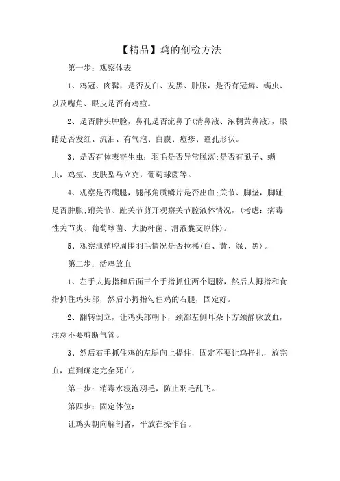 【精品】鸡的剖检方法