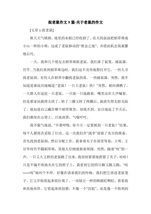 捉老鼠作文8篇-关于老鼠的作文.doc