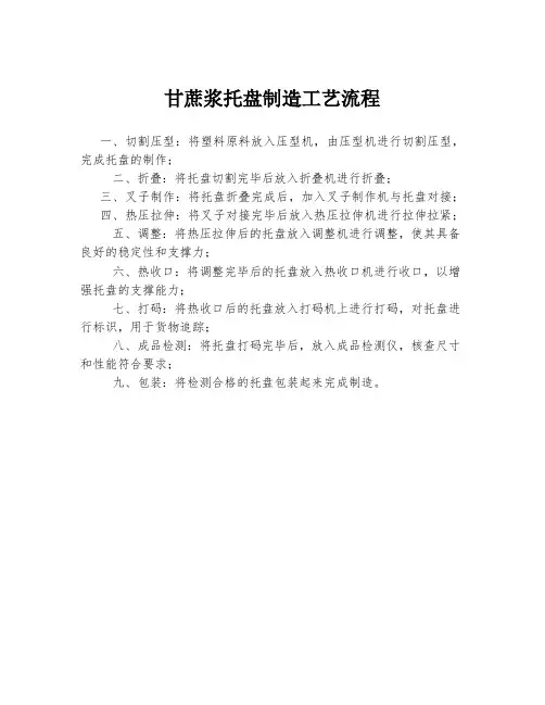 甘蔗浆托盘制造工艺流程