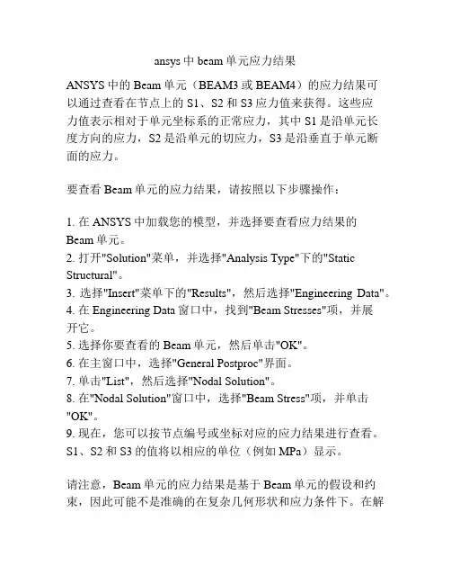 ansys中beam单元应力结果