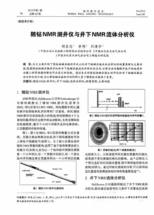 随钻NMR测井仪与井下NMR流体分析仪