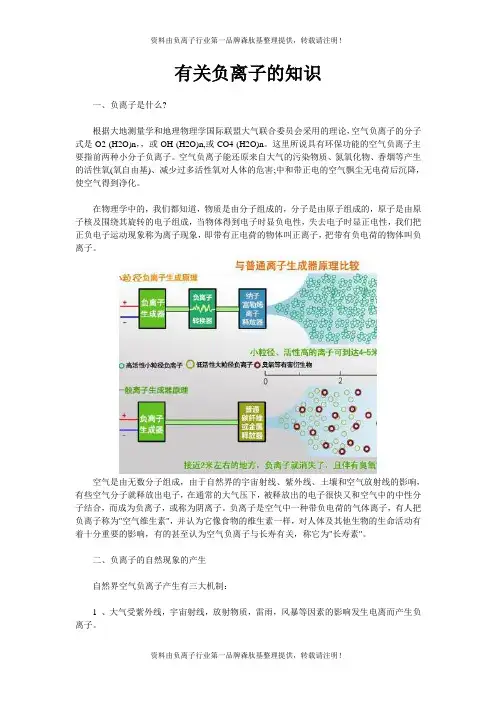 有关负离子的知识