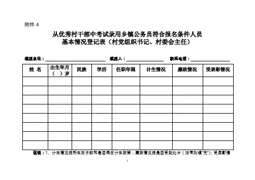 从优秀村干部中考试录用乡镇公务员符合报名条件人员.
