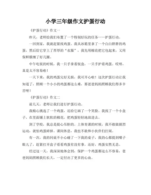 小学三年级作文护蛋行动