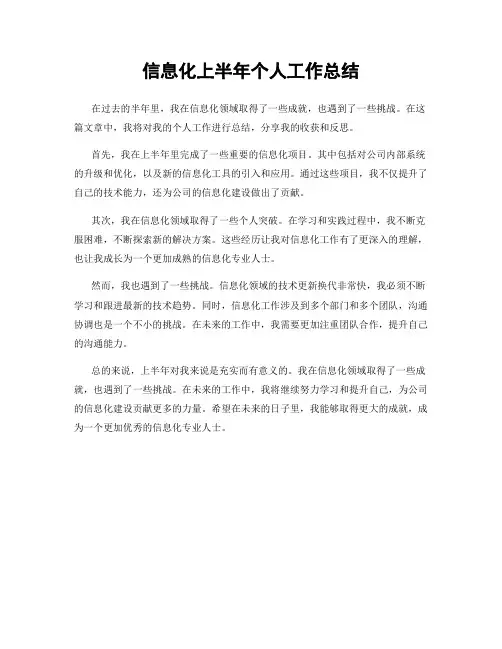 信息化上半年个人工作总结