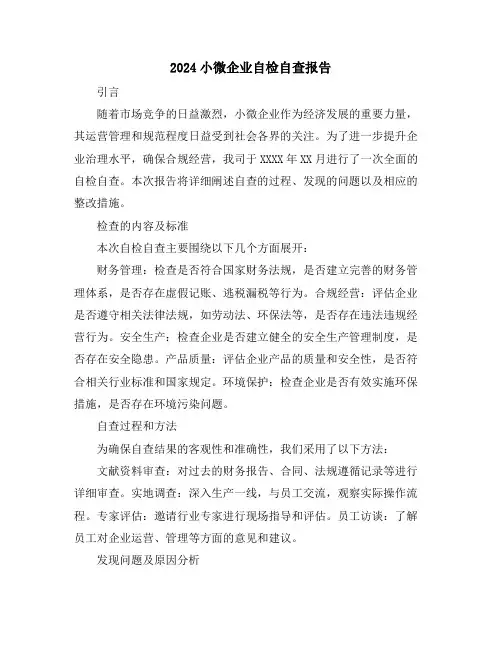 2024小微企业自检自查报告