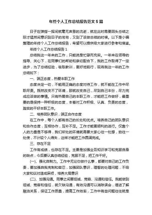年终个人工作总结报告范文5篇