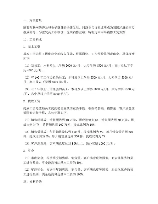 网络销售工资方案