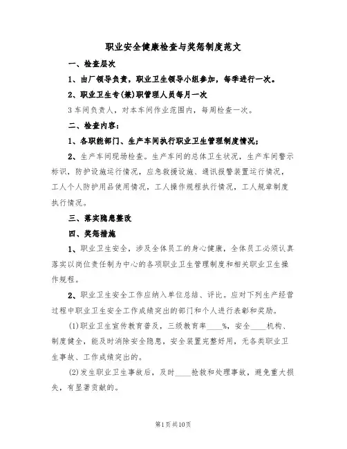 职业安全健康检查与奖惩制度范文(五篇)
