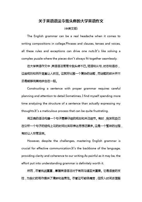 关于英语语法令我头疼的大学英语作文