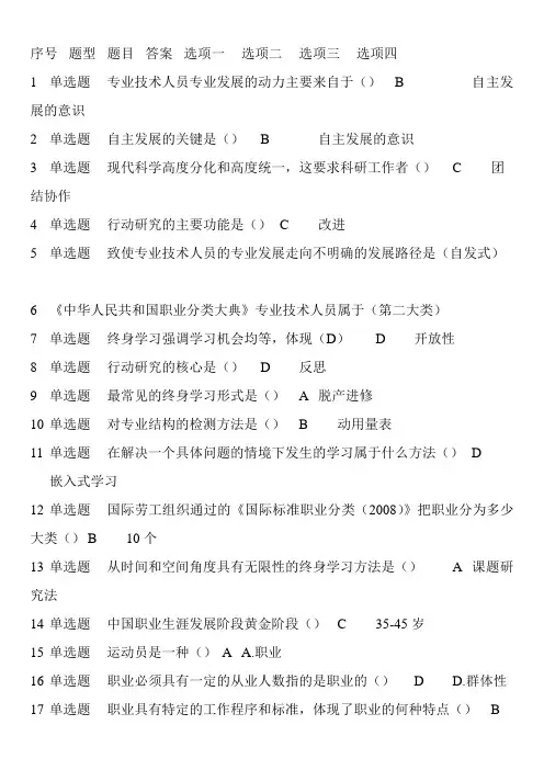 专业技术人员考试题目及答案