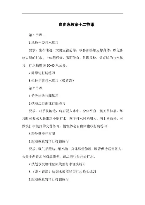 自由泳教案十二节课