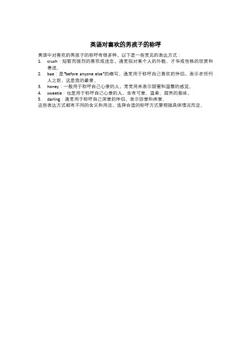 英语对喜欢的男孩子的称呼