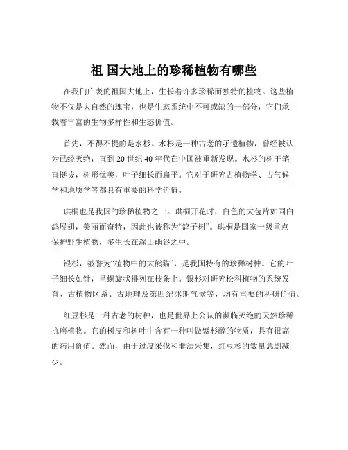 祖 国大地上的珍稀植物有哪些